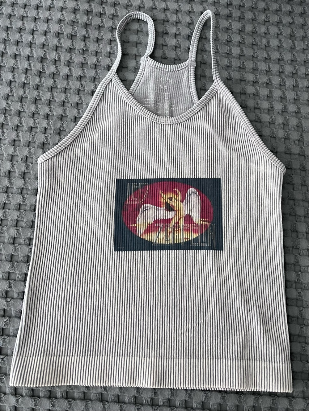 Led Zeppelin Light Gray Graphic Ribbed Tank Top Size XS